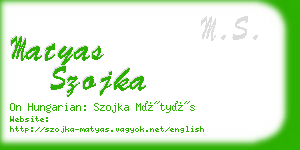 matyas szojka business card